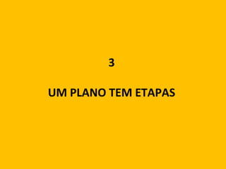 3 
UM PLANO TEM ETAPAS 
 