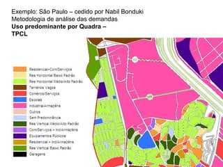 Exemplo: São Paulo – cedido por Nabil Bonduki 
Metodologia de análise das demandas 
Uso predominante por Quadra – 
TPCL 
 