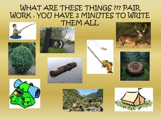 WHAT ARE THESE THINGS ??? PAIR WORK . YOU HAVE 2 MINUTES TO WRITE THEM ALL