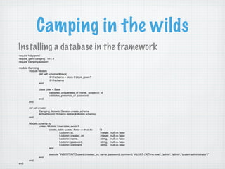 Camping: Going off the Rails with Ruby