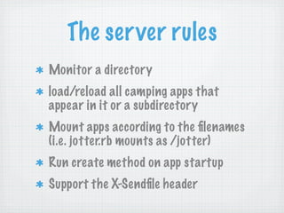 Camping: Going off the Rails with Ruby