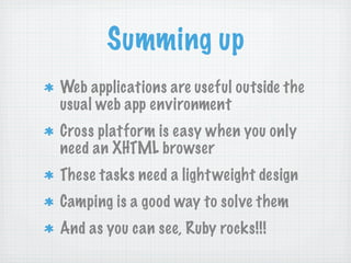 Camping: Going off the Rails with Ruby