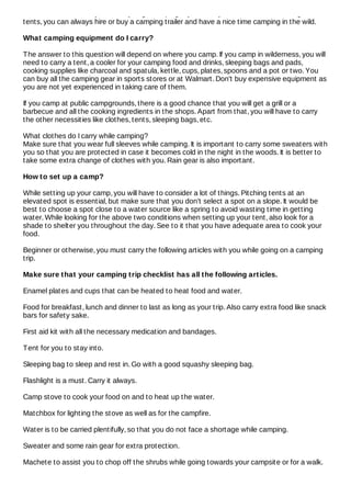 Camping For Beginners | PDF