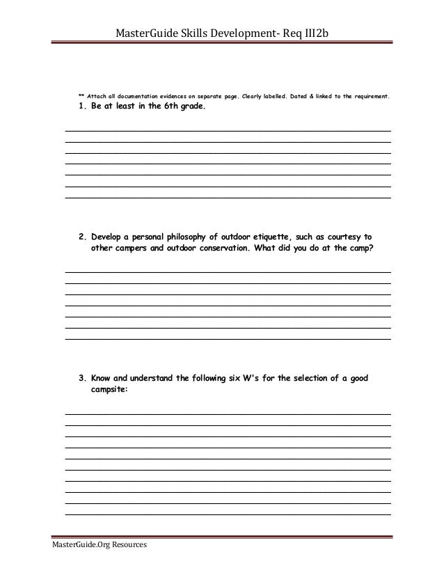 Camping Skills I Iv Workbook Mgc Req Iii2b