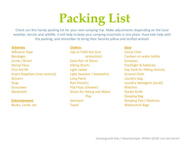 bsa camping list