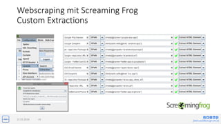 jlwin.co/{fb|t|g+|in|x}
Webscraping mit Screaming Frog
Custom Extractions
15.03.2016 43
 