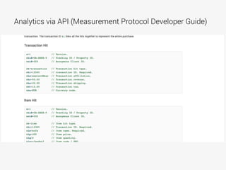 Analytics via API (Measurement Protocol Developer Guide)
 