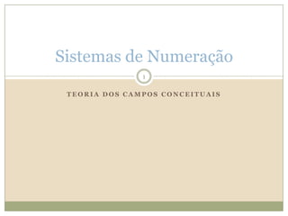 Teoria dos Campos Conceituais Sistemas de Numeração 1 