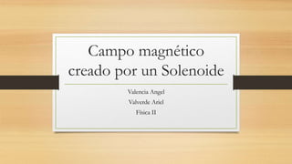 Campo magnético
creado por un Solenoide
Valencia Angel
Valverde Ariel
Física II
 