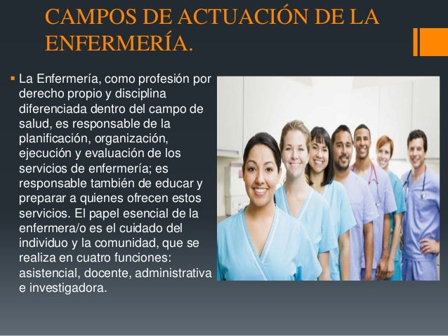 Campos de acción de la enfermería.