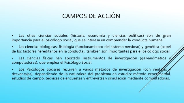 Campos de acción de la psicología social