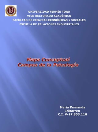 UNIVERSIDAD FERMÍN TORO
VICE-RECTORADO ACADÉMICO
FACULTAD DE CIENCIAS ECONÓMICAS Y SOCIALES
ESCUELA DE RELACIONES INDUSTRIALES
María Fernanda
Iribarren
C.I. V-17.853.110
 