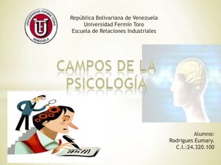 República Bolivariana de Venezuela
Universidad Fermín Toro
Escuela de Relaciones Industriales

Alumno:
Rodrigues Eumary.
C.I.:24.320.100

 