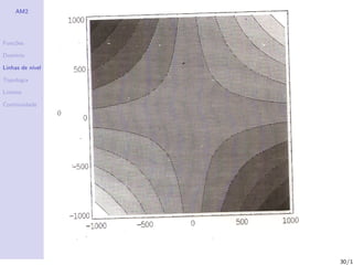 AM2




Fun¸˜es
   co

Dom´
   ınio

Linhas de n´
           ıvel

Topologia

Limites

Continuidade




                  30/1
 