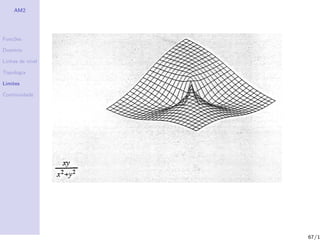 AM2




Fun¸˜es
   co

Dom´
   ınio

Linhas de n´
           ıvel

Topologia

Limites

Continuidade




                  67/1
 
