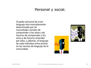 Convencionalidades de la escritura.14/05/2010ATP. Lic. Lilia Gabriela Velàzquez Guevara.30Lenguaje Oral:Las capacidades de habla y escucha.Se fortalecen cuando tienen múltiples oportunidades de usar la palabra con diversas intenciones: narrar, dialogar, explicar y conversar.El lenguaje oral es la más alta prioridad de la educación preescolar.