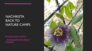 NACHIKETA
BACK TO
NATURE CAMPS
BY ARCHANA KATIRA
- KONKANMAITRI (ROHA,
RAIGAD)
 