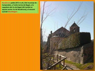 Rocabruna poble (972 m alt.) Del municipi de
Camprodon, a l'antic terme de Beget, a la
capçalera del riu de Beget (dit també en
aquest sector riu de Rocabruna), al vessant
sud del Montfalgars
 