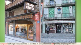 Camprodon destaca por sus especialidades en embutidos de cerdo, tales como el bull (morcón), longaniza, jamón etc.
 