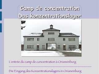 Camp de concentration Das konzentrationslager L'entrée du camp de concentration à Orianeinburg ------------------------------------------------------------ Die Eingang des Konzentrationslagers in Orianeinburg 