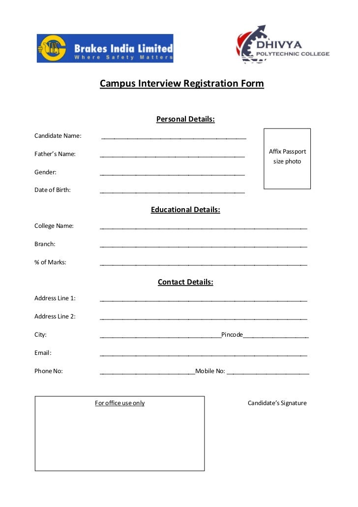 Interview application form