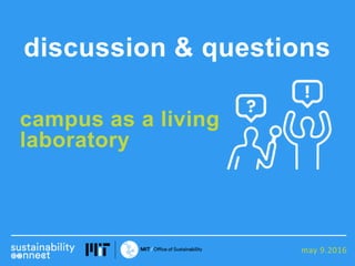 may 9.2016
campus as a living
laboratory
discussion & questions
 