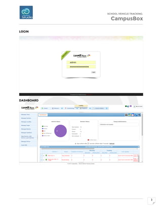 SCHOOL VEHICLE TRACKING.
CampusBox
3
LOGIN
DASHBOARD
 
