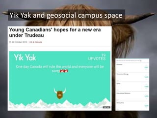 Yik Yak and geosocial campus space
 