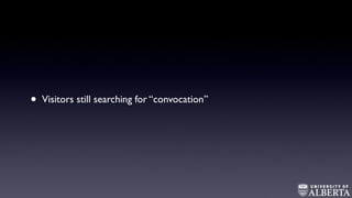 • Visitors still searching for “convocation”
 