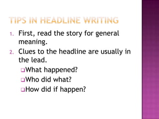 Campus journalism - copyreading and headline writing | PPSX