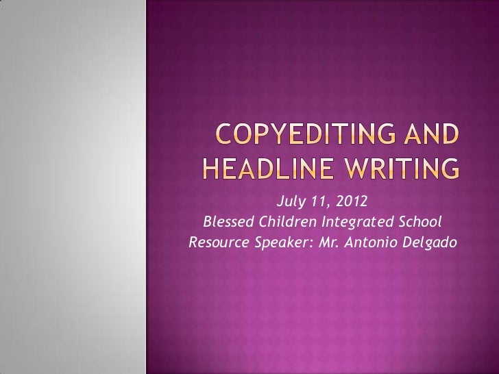 Copy Reading And Headline Writing Activities at Aidan Charleston blog