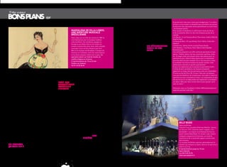 Votre espace
                                                    iDf
                                                                                                                                                                                                             Envie de sortir mais vous n’avez pas le budget pour ? La mairie
                                                                                                                                                                                                             de paris a mis en place un dispositif pour permettre aux jeunes
                                                                                                                                                                                                             de découvrir des spectacles variés gratuitement ou à prix minis
                                                                                                                                           sitions mais aussi du théâtre,   de les inciter à découvrir cet   : les Kiosques jeunes.
                                                                                        maGDalena De villa-lobos:                          du cinéma ou encore de la        univers culturel. pour toutes    pour pouvoir en bénéficier, il suffit d’avoir moins de 30 ans
                                                                                        une aventure musicale                              danse. On a connu quelques       les infos sur la manifestation   et de se présenter dans l’un des trois kiosques jeunes de la
                                                                                        brésilienne                                        années de cela le printemps      en France et en Europe, un       capitale :
                                                                                        Villa-Lobos est né à Rio de Janeiro en 1887 et     des Musées. cette manifes-       site incontournable : http://    • le Marais, 14 rue François Miron, paris 4ème (métro Hôtel de
                                                                                        s’est familiarisé avec la musique tradition-       tation gratuite s’est ouverte    nuitdesmusees.culture.fr/        Ville/st-paul)
                                                                                        nelle du Brésil. ses nombreux voyages en           dès 2001 à tous les musées                                        • champ de Mars, 101 quai Branly, paris 15ème (métro Bir-
                                                                                        Europe et aux Etats-unis lui ont ouvert un         des 39 pays signataires de       le couchsurfinG:                 Hakeim)
                                                                                        univers musical très varié. Avec cette comédie     la convention culturelle         un héberGement                   • goutte d’or, hall du centre musical Fleury goutte
                                                                                        musicale, il est à la fois influencé par Kurt      du conseil de L’Europe.          malin et Pas                     d’Or-Barbara, 1 rue Fleury, paris 18ème (métro Barbès
                                                                                        Weil et la musique de Broadway. Il évoque les      L’événement a été imaginé en     cher                             Rochechouart)
                                                                                        tensions en colombie, entre les colonisateurs      premier lieu pour attirer le     Vous êtes un amoureux du         ces centres proposent une offre variée de spectacles en tous
                                                                                        et les divers peuples indiens de ce pays. Un       public de proximité vers ces     voyage. Vous avez envie          genres. Théâtre, danse, hip-hop, rencontres sportives, show,
                                                                                        spectacle coloré, sur fond de révolte, de          musées si proches mais qui       d’aventures, de découvrir        etc. À chaque visite vous pouvez retirer deux places pour un
                                                                                        conflits religieux et d’amour.                     paraissent tellement lointains   d’autres cultures. Vous          spectacle du jour même et deux places pour un événement
                                                                                        5 représentations du 18 au 22 mai                  et s’est réincarné en 2005       en avez marre des hôtels         qui a lieu dans les jours suivants. Et ce, tous les jours si vous
                                                                                        Théâtre du Châtelet                                en Nuit des Musées. Et c’est     coûteux et, par ces temps        le souhaitez! une bonne manière de pouvoir assister à des
                                                                                        Tél 01 40 28 28 40                                 principalement pour attirer      de crise, vous cherchez un       événements culturels et sportifs gratuitement !
                                                                                                                                           un public plus jeune, plus       bon plan pour réduire les        Et pour les organismes qui ne peuvent se permettre d’offrir
                                                                                                                                                                            frais. Ne vous posez plus de     l’entrée de leurs prestations, les kiosques proposent
                                                                                                                                           noctambule.
                                                                                                                                                                                                             également un large choix de spectacles à des prix imbattables
M° porte de la Villette            festivals sont de gros événe-     festivals préférés pour voir       zones choisies. La validité        soirée festive dans un esprit    questions, le couchsurfing
                                                                                                                                                                                                             (5 euros au lieu de 30 ou 35). si vous n’êtes pas connaisseur,
www.lageode.fr                     ments. Ils demandent une          s’ils proposent des offres de      de la carte est de 22 jours        convivial, cette 6ème Nuit des   est fait pour vous. Qu’est-ce
                                                                                                                                                                                                             vous pourrez bénéficier de conseils pour vous aider à choisir le
                                   organisation très rigoureuse.     bénévolat !                        ou d’un mois. Durant cette         Musées Européenne débutera       que c’est? Le couchsurfing
                                                                                                                                                                                                             spectacle qui vous conviendra le mieux. Les impressions et avis
cela fait un quart de siècle       pendant plusieurs jours, il va                                       période, les voyageurs béné-       au coucher du soleil le 15       ou « surf de canapé » permet
                                                                                                                                                                                                             des jeunes qui en ont déjà profité sont également consultables
déjà que la géode offre des        falloir gérer les artistes, les   interrail: un                      ficient de 50% de réduction        mai pour s’achever vers une      de voyager à travers le monde
                                                                                                                                                                                                             sur place. Idéal pour faire un bon choix et pour pouvoir sortir
documentaires en Imax et/ou        spectateurs, les déborde-         Plan bon                           sur le trajet aller-retour entre   heure du matin. une occasion     en logeant gratuitement chez
                                                                                                                                                                                                             sans se ruiner !
en 3D relief ainsi que des évè-    ments, etc. Toutes ses tâches     marché Pour                        leur pays et les autres pays       de sensibiliser le public à      l’habitant. En contrepartie,
nements à la qualité jamais        nécessitent un monde fou          Parcourir                          visités.                           la richesse du patrimoine        vous devez aussi être en
                                                                                                                                                                                                             Retrouvez-nous sur Facebook et Twitter (@planetecampus) et
démentie à ses 20 millions         pour lequel les festivals n’ont   l’euroPe                                                              commun mais aussi d’attirer      mesure d’accueillir des
                                                                                                                                                                                                             soyez les premiers informés !
de spectateurs (depuis son         généralement pas assez de         La carte InterRail est une for-    Que faut-il faire pour béné-       les jeunes vers les musées et    voyageurs chez vous. « Viens
ouverture). un tel évènement       budget. c’est pourquoi beau-      mule qui existe depuis 1972        ficier des avantages du pass
se devait d’être dignement         coup d’entre eux font appel à     et qui permet chaque année à       InterRail?
fêté. À partir du 6 mai et jus-    des bénévoles pour les aider.     des milliers de jeunes de dé-      Il faut se rendre dans
qu’en juillet, vont se succéder    pour une journée, une soirée      couvrir l’Europe. Il s’agit d’un   une gare avec une pièce
des classiques de La géode         ou toute la durée du festival,    véritable « pass », qui donne      d’identité et une photo. Les
ainsi de que de nombreuses         les bénévoles participent à       la possibilité aux jeunes de       tarifs s’échelonnent, selon
avant-premières (Everest Les       la mise en place et au bon        moins de 26 ans de voyager         plusieurs formules.
Alpes, Deep sea 3D, Tahiti 3D      fonctionnement de l’événe-        en train, en seconde classe, à     selon les différents itinéraires
: Destination surf, etc.). pro-    ment. Leur rôle est essentiel.    travers l’Europe, et de visiter    choisis, les prix varient de 160
fitez d’un tarif préférentiel de   sans eux, certains festivals      30 pays qui sont regroupés en      à 400 euros pour les moins
5€ pour les moins de 25 ans,       ne pourraient avoir lieu ou       zones. InterRail assure une        de 26 ans. pour ceux de plus
de soirées musicales ciné-         proposer la même program-         circulation libre entre diffé-     de 26 ans, le pass coûte entre
Mix, de soirées Electro (avec      mation.                           rents points géographiques et      250 et 600 euros. Attention!
des DJ tels Laurent garnier,       Les avantages ? si vous ne        c’est vous qui planifiez votre     certains trains réclament des
Etienne de crécy), de jeux,        gagnez pas de sous, vous          trajet. Il faut avoir une vague    suppléments.                                                                                                  billY buDD
d’expos, etc. Bref, de tout        pouvez participer à l’évé-        idée de là où on veut aller        Tous les conseils, astuces,                                                                                   Opéra de Britten
ce qu’il faut pour rendre cet      nement à votre manière en         mais le véritable avantage         itinéraires possibles et un                                                                                   Inspirée d’une nouvelle d’Herman Melville, l’œuvre
anniversaire aussi inoubliable     apportant votre utilité. Tenir    du pass, c’est qu’une fois en      max d’infos sur :                                                                                             se situe en 1797, à bord du navire anglais « l’in-
qu’indispensable.                  un stand de boissons, faire       sa possession, on peut se          http://francais.interrailnet.                                                                                 domptable » sur lequel est embarqué de force le
Tous les renseignements sur        des crêpes, s’occuper de la       décider à la dernière minute.      com/                                                                                                          jeune matelot Billy Budd. un univers rude, violent,
le site www.lageode.fr.            sécurité, du montage des scè-     L’idée est de se tenir informer    la nuit Des                                                                                                   composé uniquement d’hommes, sur fond de
                                   nes… Autant de tâches faciles     via le guide InterRail Trend       musées                                                                                                        mutinerie et de cruauté des vagues comme celle
                                   à effectuer qui pourraient        qui donne régulièrement une        Le 15 mai                                                                                                     des hommes.
bénévole Dans                      vous permettre d’assister à       liste de nombreux festivals        La 6ème édition de la Nuit                                                                                    La musique de Britten exprime admirablement le
un festival,                       un festival sans payer l’entrée   et événements à l’affiche en       des Musées aura lieu le 15                                                                                    mystère qui entoure ce navire, dont on ne sait d’où il
ça vous Dit ?                      ! Mais attention, un bénévole     Europe. Vous pouvez planifier      mai 2010. En France ainsi                                                                                     vient ni où il va.
Le retour des beaux jours          n’est pas un spectateur. Il       votre itinéraire en fonction de    qu’en Europe, tous les arts                                                                                   8 représentations jusqu’au 15 mai
représente également le re-        faudra quand même mettre la       cela, tout en choisissant de       s’invitent au musée pour une                                                                                  Opéra Bastille
tour des festivals. Etalés sur     main à la pâte !                  faire un petit crochet par les     nuit exceptionnelle afin de                                                                                   Loc 08 92 89 90 90
plusieurs jours et regroupant      si vous êtes candidats, ren-      villes que vous voulez visiter.    plaire au plus grand nombre.                                                                                  www.operadeparis.fr
de nombreux artistes, les          dez-vous sur les sites de vos     Le prix varie en fonction des      Vous y retrouverez des expo-


18 / cAMpus MAg MAI                                                                                                                                                                                                                                    MAI cAMpus MAg / 19
 