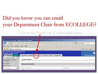 Did you know you can email
your Department Chair from ECOLLEGE?
Click on the Email tab & select their name
 