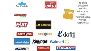 15 sites
possuem
versão
otimizada,
mas
nenhum uma
versão
responsiva
 