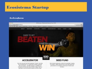 Ecosistema Startup
Aceleradoras
http://500.co/
 