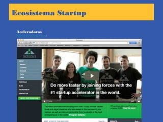 Ecosistema Startup
Aceleradoras
http://www.techstars.com/
 