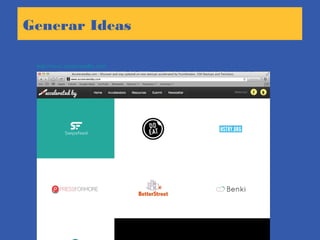 Generar Ideas
http://www.acceleratedby.com
 