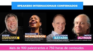 SPEAKERS INTERNACIONAIS CONFIRMADOS
Mais de 900 palestrantes e 750 horas de conteúdos
 
