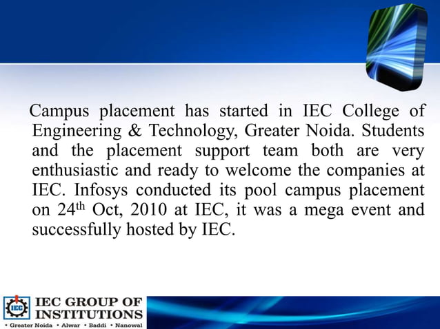 Campus placement has started at iec college | PPTX