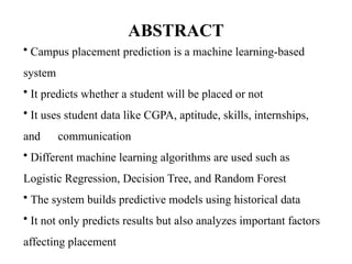 Campus Placement Prediction and Analysis Using Machine Learning ...