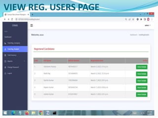 VIEW REG. USERS PAGE
 