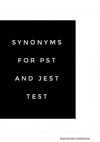 SYNONYMS NOTES FOR JEST AND PST JOB