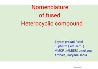 Nomenclature of  fused heterocyclic compound