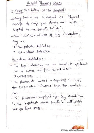 Hospital pharmacy services