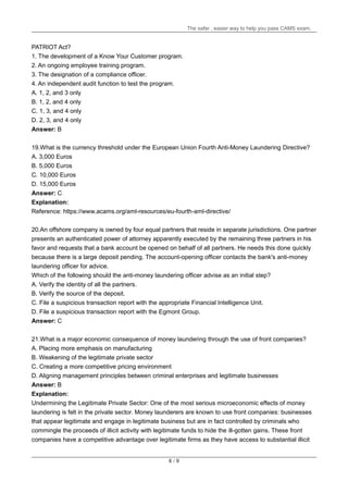 Cams Certified Anti Money Laundering Specialist Updated Dumps Pdf