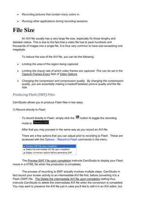 Studio File Size CamStudio User Guide - VIDEO EDITING AND MAKING SOFTWARE | PDF