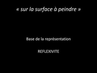 « sur la surface à peindre »

Base de la représentation
REFLEXIVITE

 