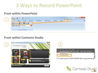 3 Ways to Record PowerPoint From within PowerPoint From within Camtasia Studio 