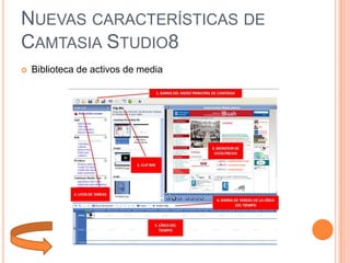 NUEVAS CARACTERÍSTICAS DE
CAMTASIA STUDIO8


Biblioteca de activos de media

 