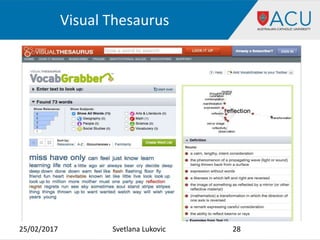Visual Thesaurus
25/02/2017 Svetlana Lukovic 28
 